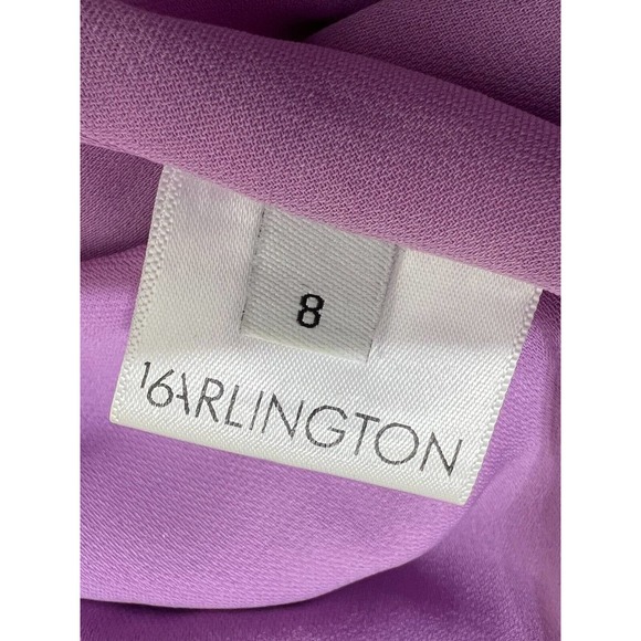 16Arlington Lilac Purple Draped Sequined Mesh Crepe Cocktail Party Mini Dress - Picture 15 of 16